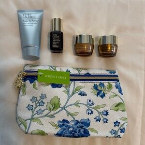 Estee Lauder Skincare Collection with Blue Floral Pouch